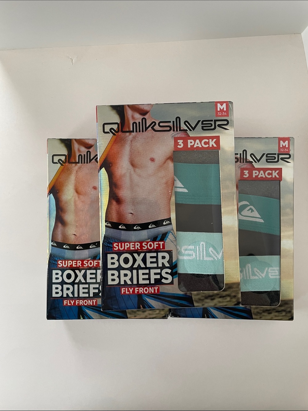 NWT Lot of 3 Quiksilver Men's Boxer Briefs 3-Packs Size Medium (9 Pairs Total!)